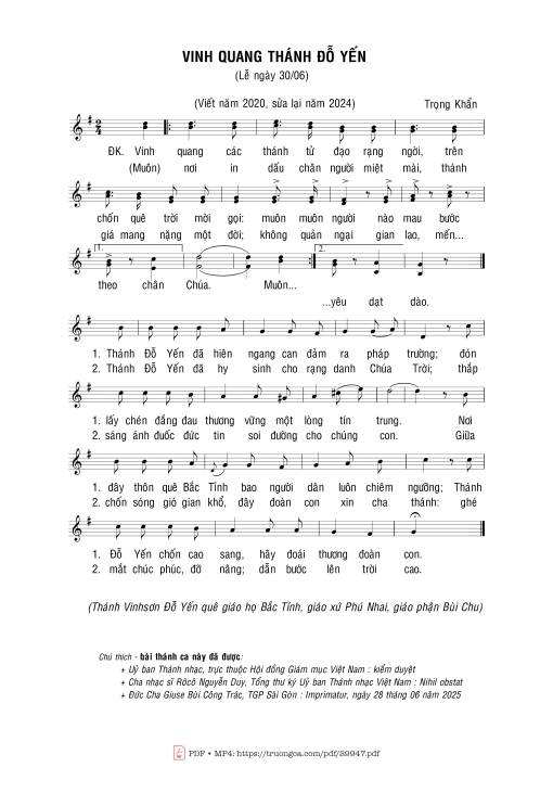 Vinh quang Thánh Đỗ Yến