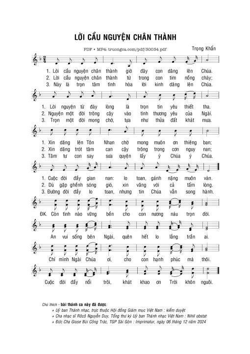 Lời cầu nguyện chân thành