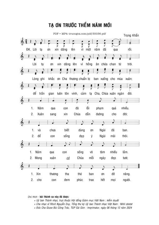 Tạ ơn trước thềm năm mới