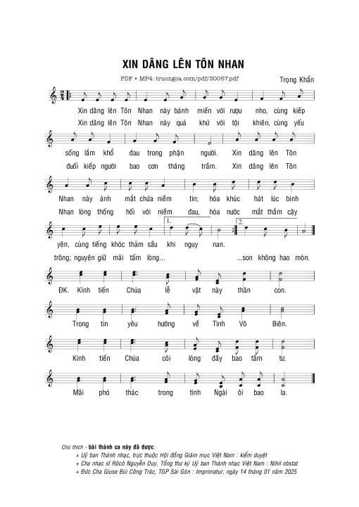 Xin dâng lên tôn nhan