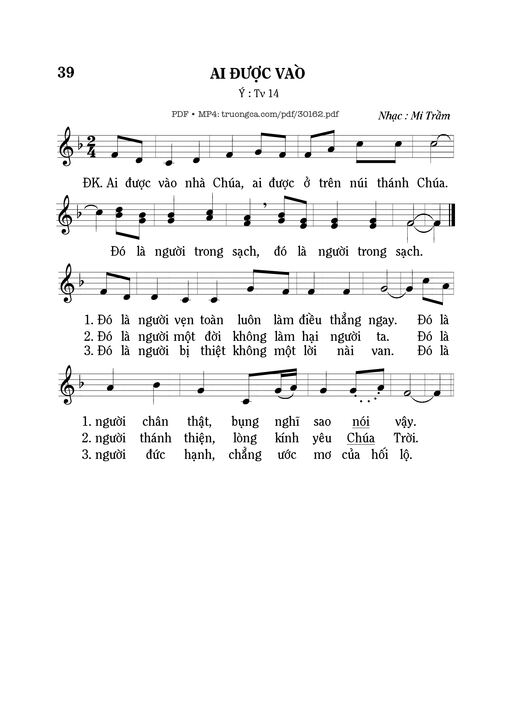 Sheet nhạc PDF bài Ai được vào (Tv. 14)