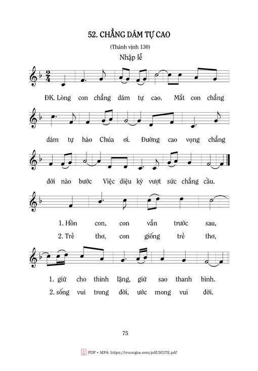Sheet nhạc PDF bài Chẳng dám tự cao