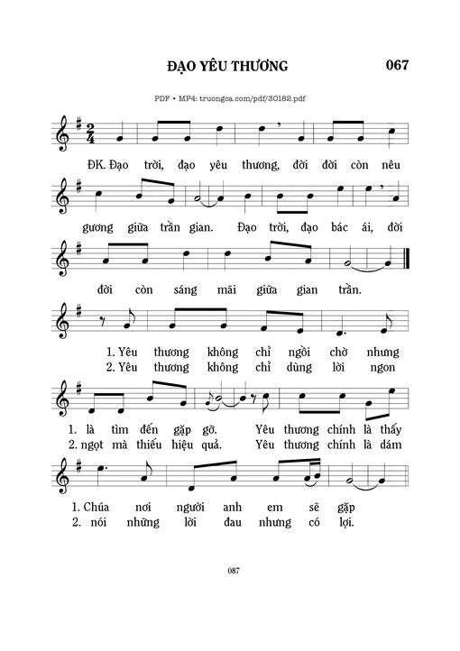 Sheet nhạc PDF bài Đạo yêu thương