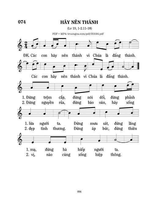 Sheet nhạc PDF bài Hãy nên thánh