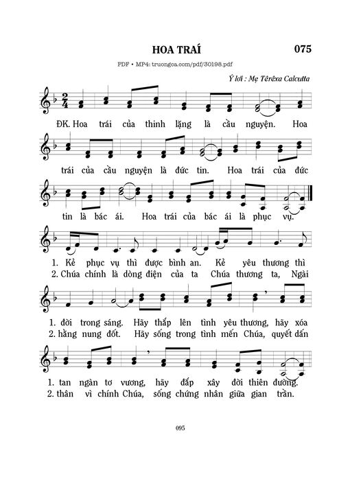 Sheet nhạc PDF bài Hoa trái - Mi Trầm