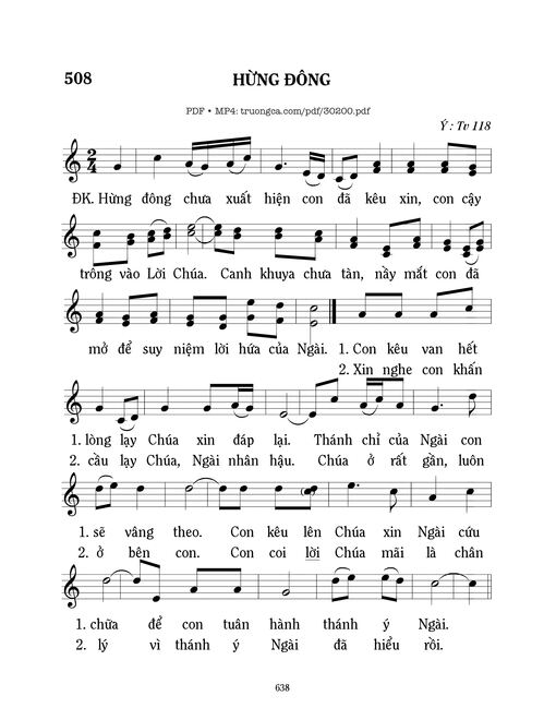 Sheet nhạc PDF bài Hừng đông (Tv. 118)