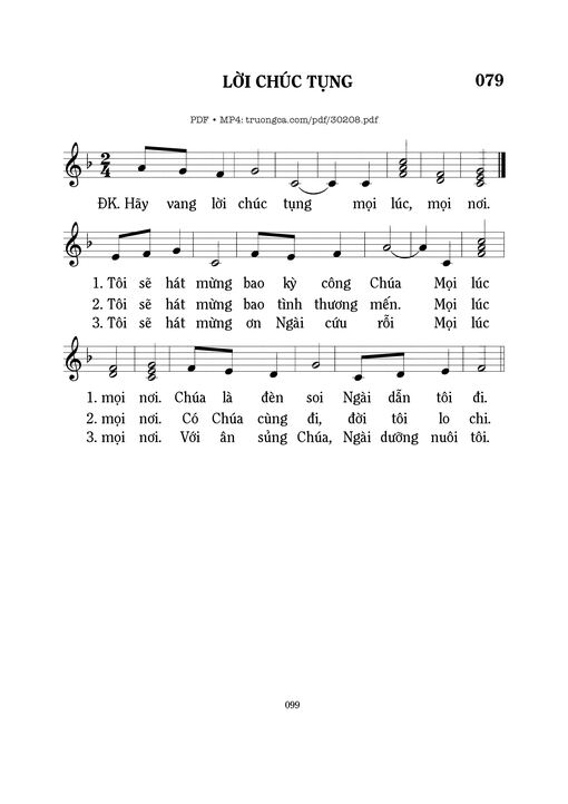 Sheet nhạc PDF bài Lời chúc tụng