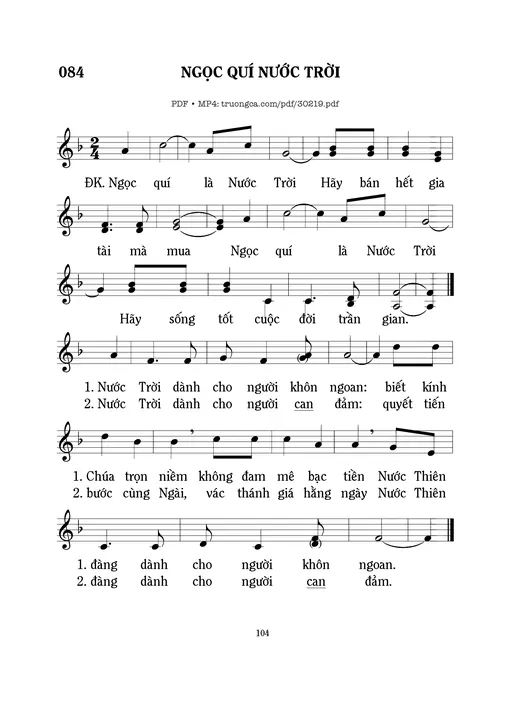 Sheet nhạc PDF bài Ngọc Quý Nước Trời