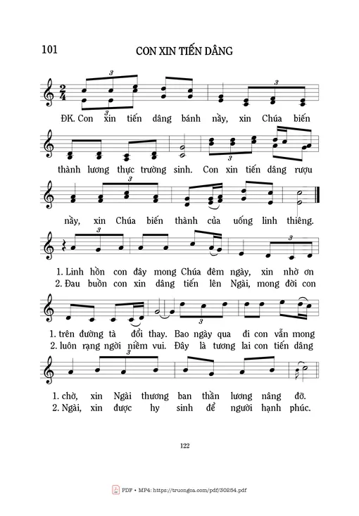 Sheet nhạc PDF bài Con xin tiến dâng