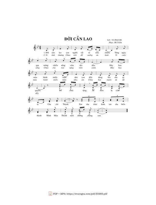 Sheet nhạc PDF bài Đời cần lao