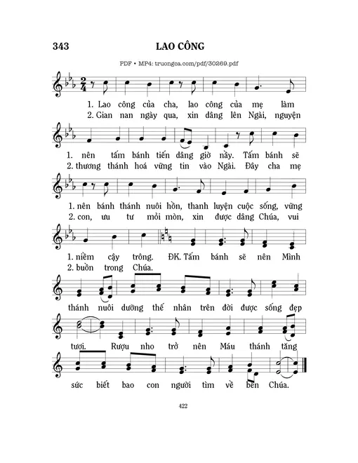 Sheet nhạc PDF bài Lao công - Mi Trầm