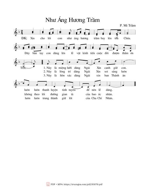 Sheet nhạc PDF bài Như áng hương trầm