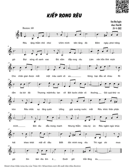 Sheet nhạc PDF bài Kiếp rong rêu