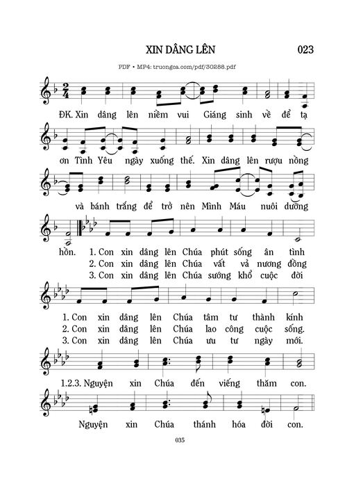 Sheet nhạc PDF bài Xin dâng lên 1