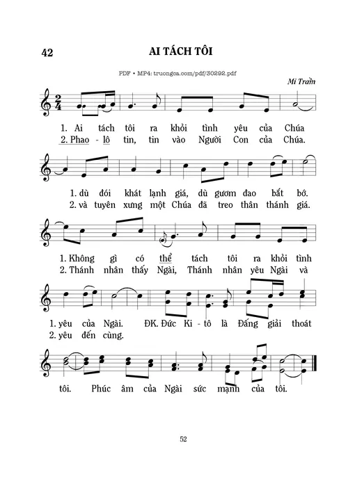 Sheet nhạc PDF bài Ai Tách Tôi - Mi Trầm