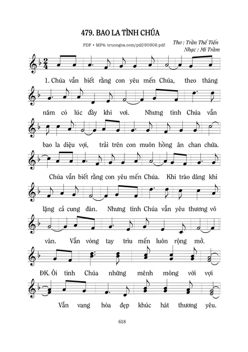 Sheet nhạc PDF bài Bao la tình Chúa