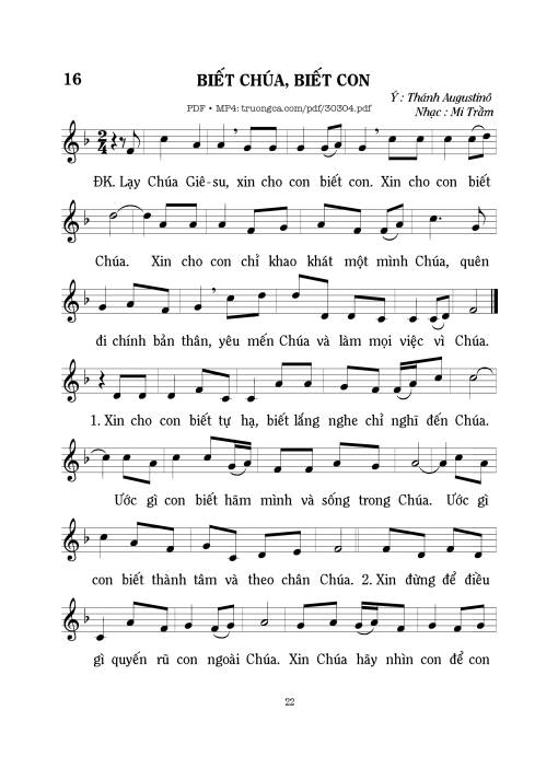 Sheet nhạc PDF bài Biết Chúa, biết con