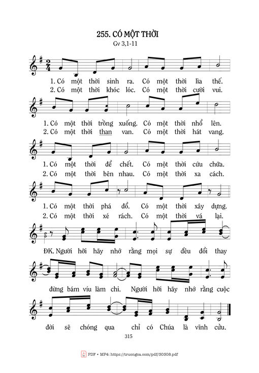 Sheet nhạc PDF bài Có Một Thời