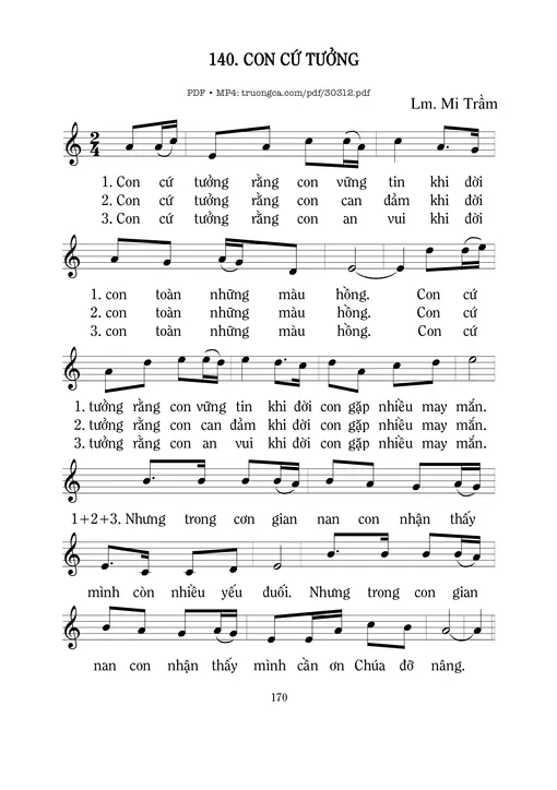 Sheet nhạc PDF bài Con cứ tưởng