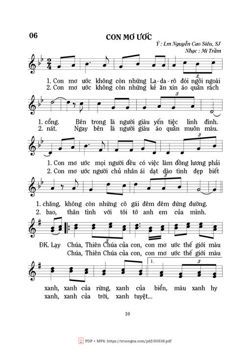 Sheet nhạc PDF bài Con mơ ước - Mi Trầm