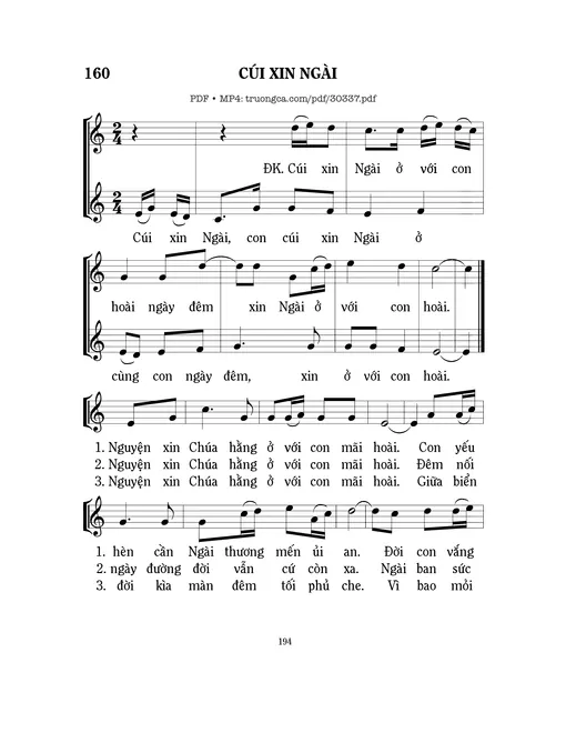 Sheet nhạc PDF bài Cúi Xin Ngài - Mi Trầm