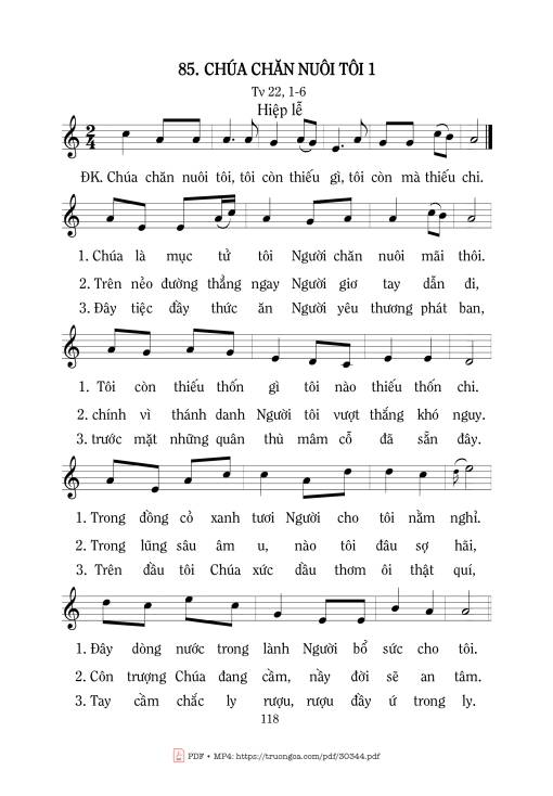 Sheet nhạc PDF bài Chúa chăn nuôi tôi (Tv. 22)
