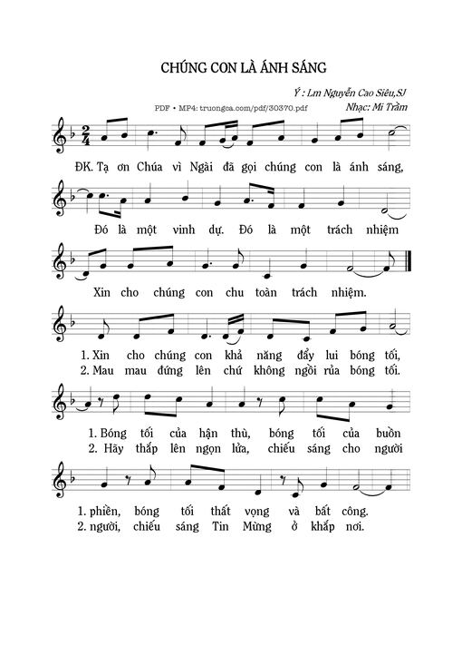 Sheet nhạc PDF bài Chúng con là ánh sáng