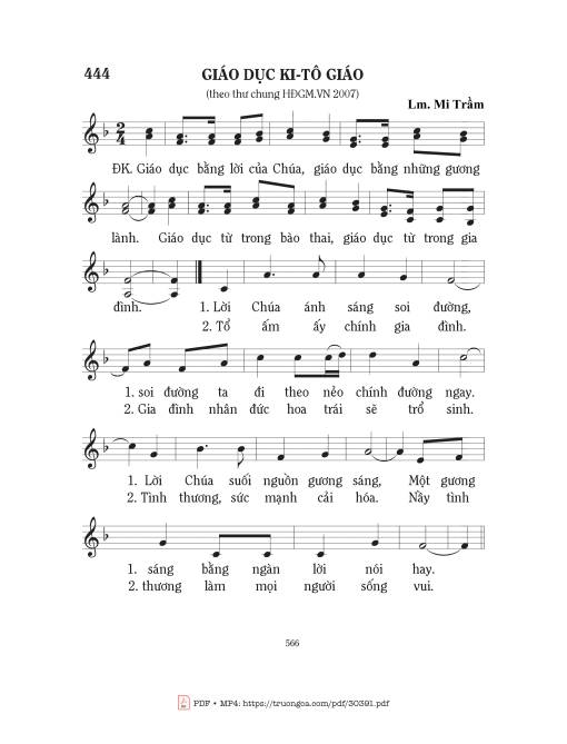 Sheet nhạc PDF bài Giáo dục Kitô Giáo