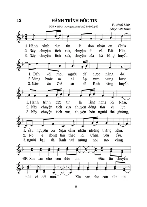 Sheet nhạc PDF bài Hành trình Đức tin