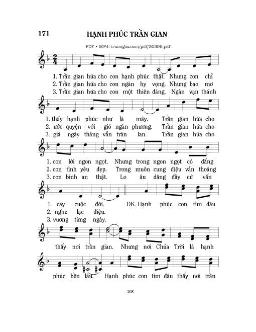 Sheet nhạc PDF bài Hạnh Phúc Trần Gian