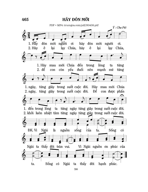 Sheet nhạc PDF bài Hãy đón mời