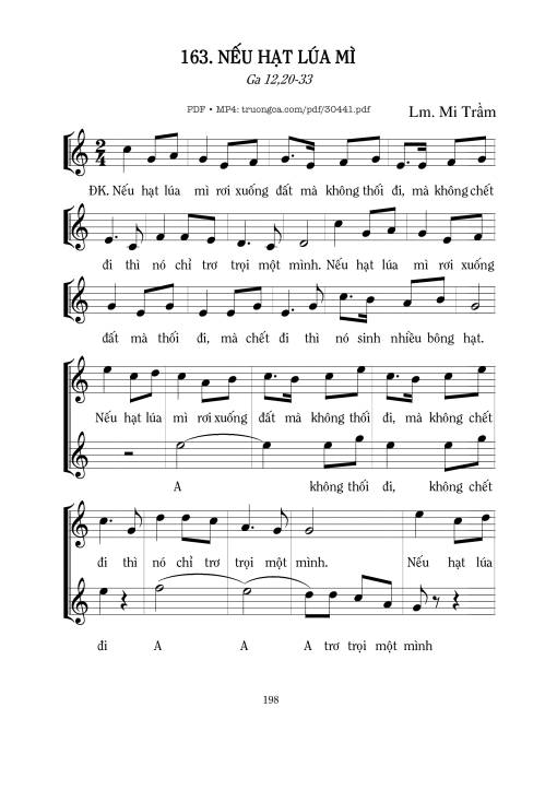 Sheet nhạc PDF bài Nếu hạt lúa mì