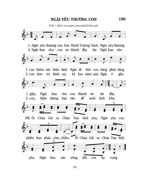 Sheet nhạc PDF bài Ngài Yêu Thương Con