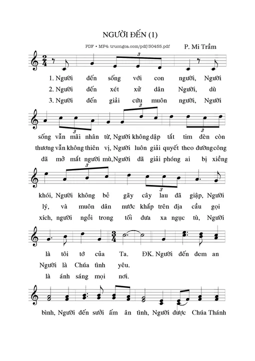 Sheet nhạc PDF bài Người Đến 1