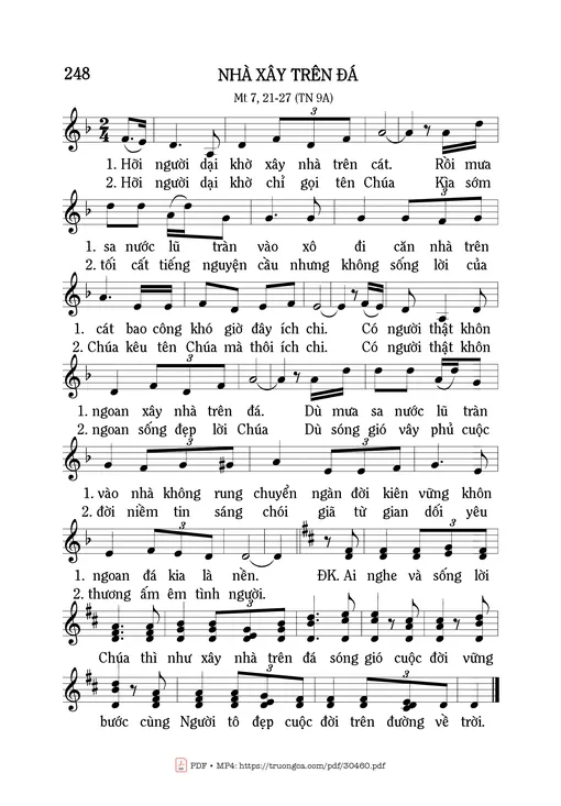 Sheet nhạc PDF bài Nhà xây trên đá