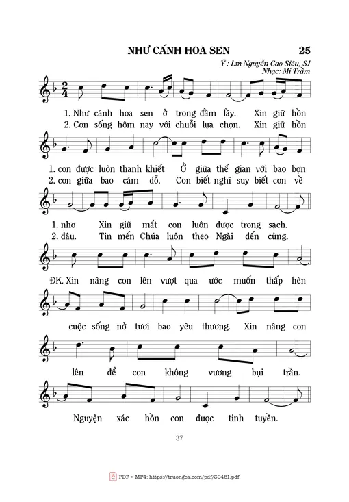 Sheet nhạc PDF bài Như Cánh Hoa Sen