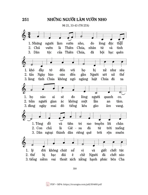 Sheet nhạc PDF bài Những Người Làm Vườn Nho