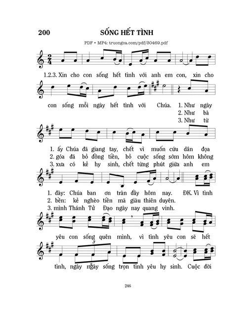 Sheet nhạc PDF bài Sống Hết Tình