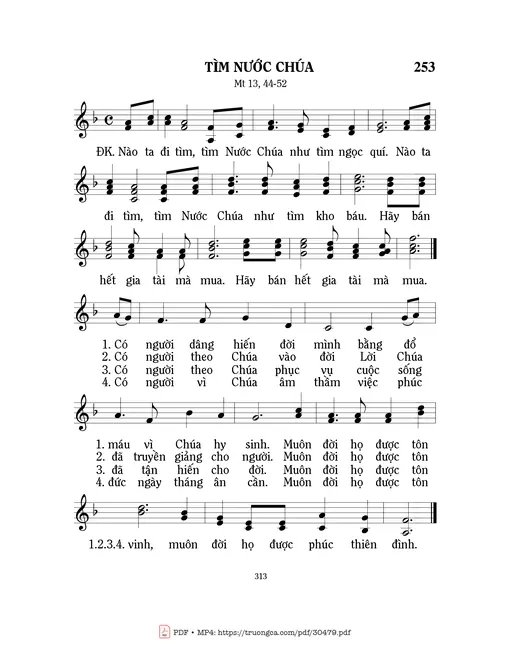 Sheet nhạc PDF bài Tìm Nước Chúa