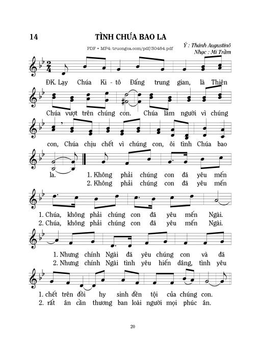 Sheet nhạc PDF bài Tình Chúa bao la