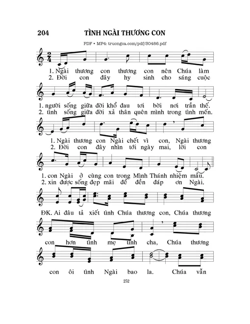 Sheet nhạc PDF bài Tình Ngài thương con