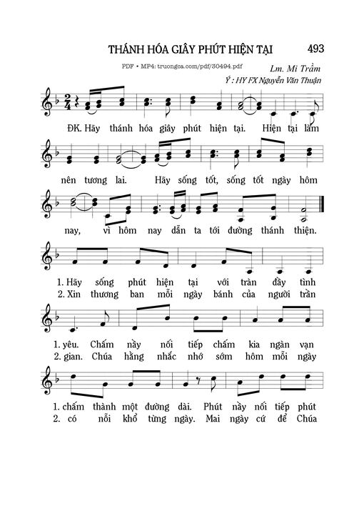 Sheet nhạc PDF bài Thánh hóa giây phút hiện tại