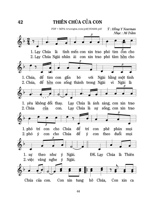 Sheet nhạc PDF bài Thiên Chúa của con