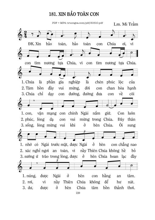 Sheet nhạc PDF bài Xin Bảo Toàn Con