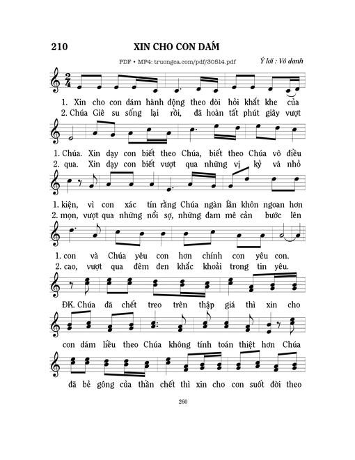 Sheet nhạc PDF bài Xin cho con dám