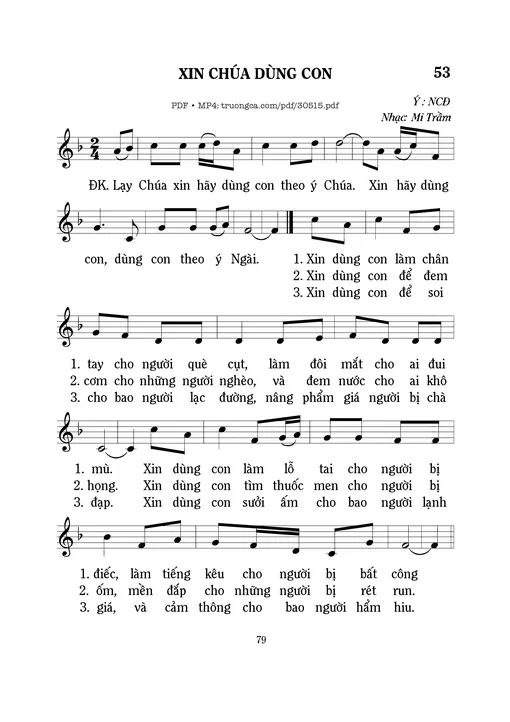 Sheet nhạc PDF bài Xin Chúa dùng con