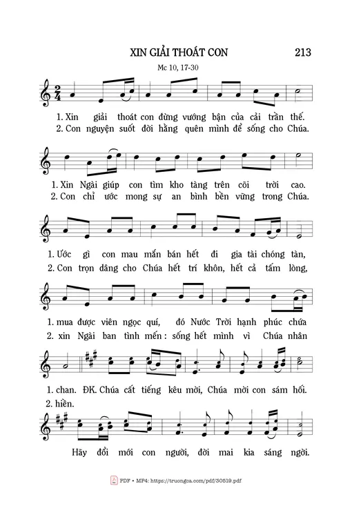 Sheet nhạc PDF bài Xin giải thoát con