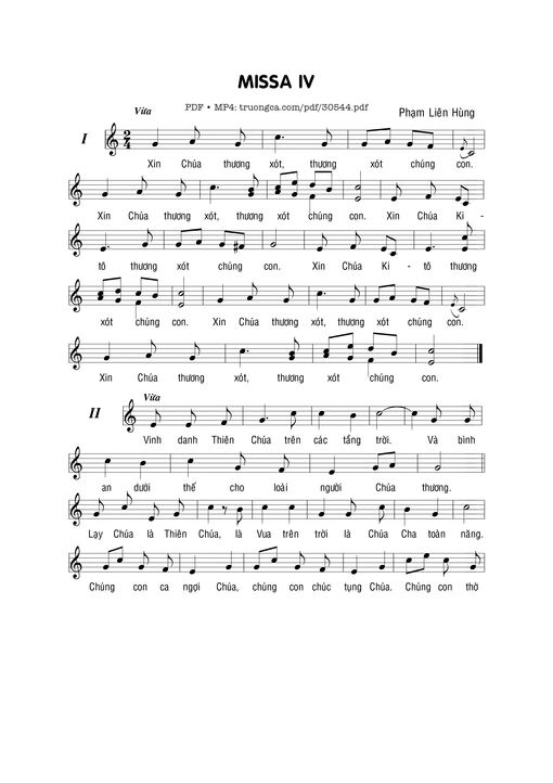 Sheet nhạc PDF bài Misa Iv - Phạm Liên Hùng