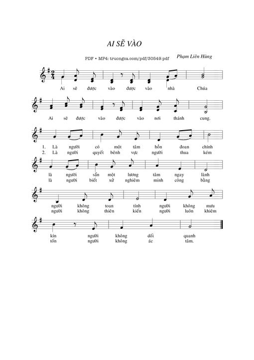 Sheet nhạc PDF bài Ai sẽ vào - Phạm Liên Hùng