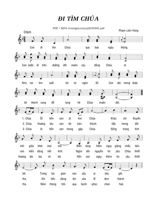 Sheet nhạc PDF bài Đi tìm Chúa - Phạm Liên Hùng